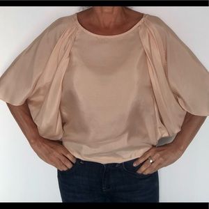 Seasatin silk top in tan color size S